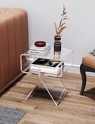 solaround acrylic nightstand side table modern design clear home decor 2 solaround Acrylic Nightstand Side Table Modern Design Clear Home Decor Display End Table for Living Room, 12D x 18W x 15H in