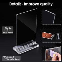 حامل لافتات اكريليك، شفاف، للطاوله المكتب والمتاجر والمطاعم (2مقاس) 9 حامل لافتات اكريليك