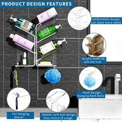 منظم حمام من الاكريليك،مثبت شفط، بدون حفر... 10 منظم للحمام