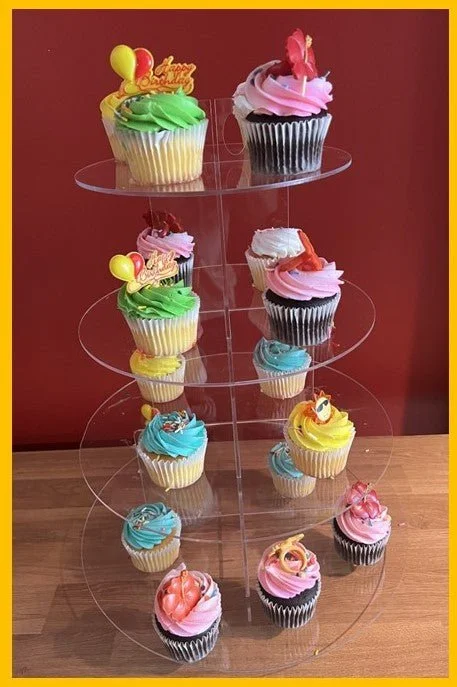 cupcake 4 tier display حامل عرض الكب كيك من الأكريليك مكون من 4 طبقات شفاف