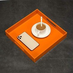 صينية تقديم اكريليك، مقاس20×20سم( اللون-برتقالي لامع) 7 صينية تقديم الأكريليك