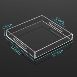 صينية تقديم أكريليك شفافة مقاومة للانسكاب مع تصميم مزخرف – مقاس 30×30 سم لسطح طاولة القهوة العثمانية 5 صينية أكريليك شفافة