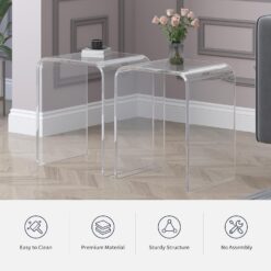 طاولة جانبية من الأكريليك الشفاف للمساحات الصغيرة 12 طاولة جانبية أكريليك