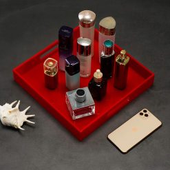 صينية تقديم اكريليك، مقاس20×20سم-اللون(أحمر لامع) 5 صينية تقديم اكريليك، اللون احمر