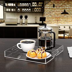 صينية تقديم اكريليك، مقاس 20 × 20 سم(اللون -شفاف) 8 صينية تقديم شفافة