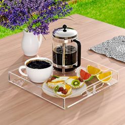 صينية تقديم اكريليك، مقاس 20 × 20 سم(اللون -شفاف) 6 صينية تقديم شفافة