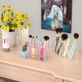 حامل ملحقات مكتب، منظم تخزين فرش المكياج 26 رؤية المحتويات بوضوح في الداخل