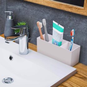 حامل ملحقات مكتب، منظم تخزين فرش المكياج 24 متعدد الوظائف