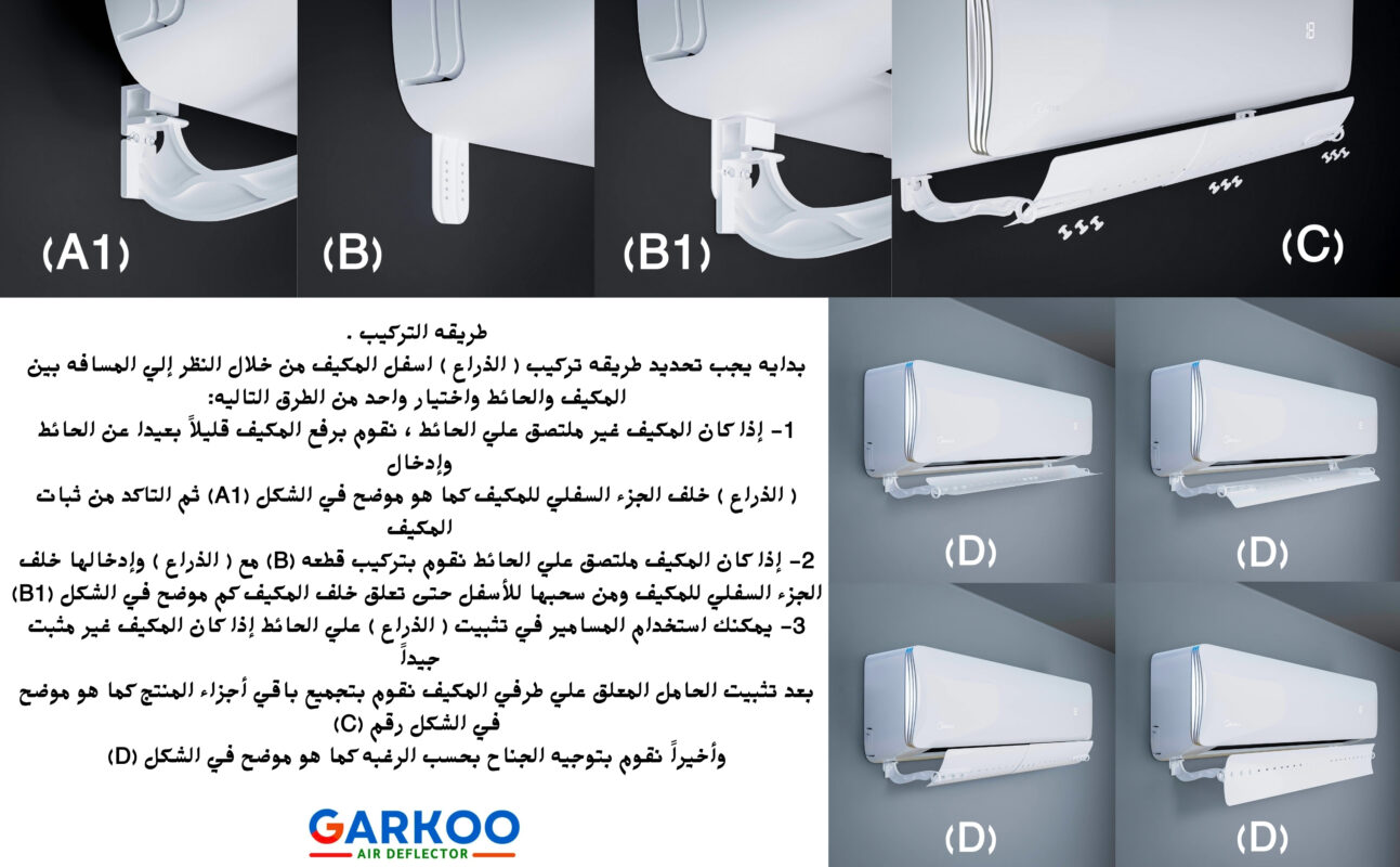 طريقة التركيب 1 طريقة تركيب موجه هواء المكيف 1 طريقة التركيب