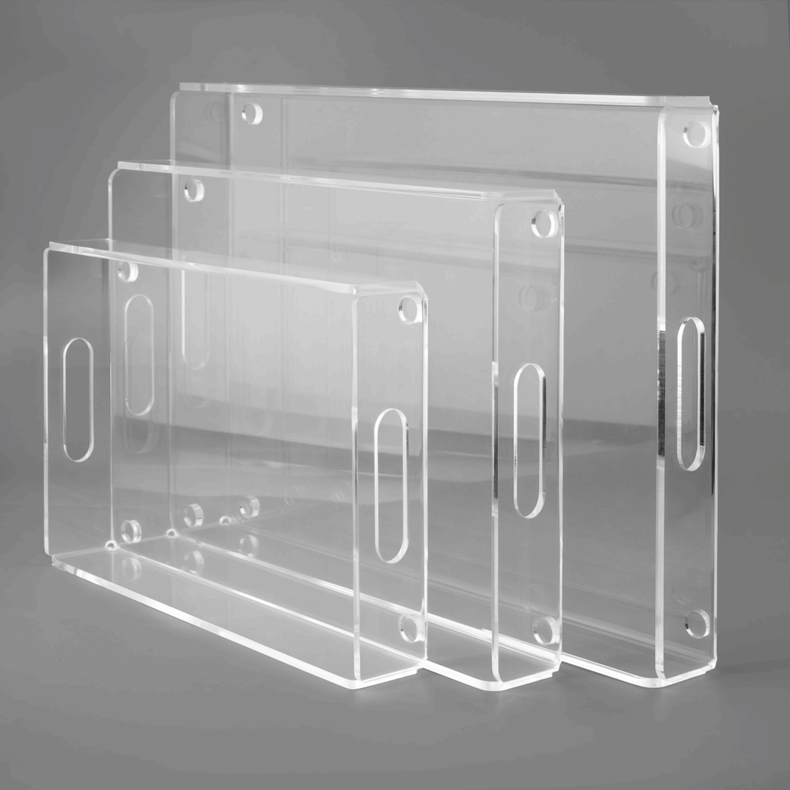 طقم صواني تقديم أكريليك شفاف – 3 مقاسات