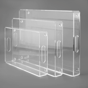 صواني أكريليك, للتقديم والتخزين – تصميم متين بدون لحام، بثلاثة ألوان وثلاثة مقاسات 9 طقم صواني تقديم أكريليك شفاف – 3 مقاسات